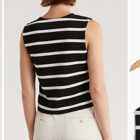 rag & bone Black and White Striped Sleeveless Tank - Picture 2 of 7